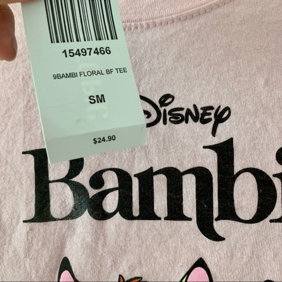 Disney Bambi Pink Floral Tee Graphic T-Shirt​ - Picture 5 of 7